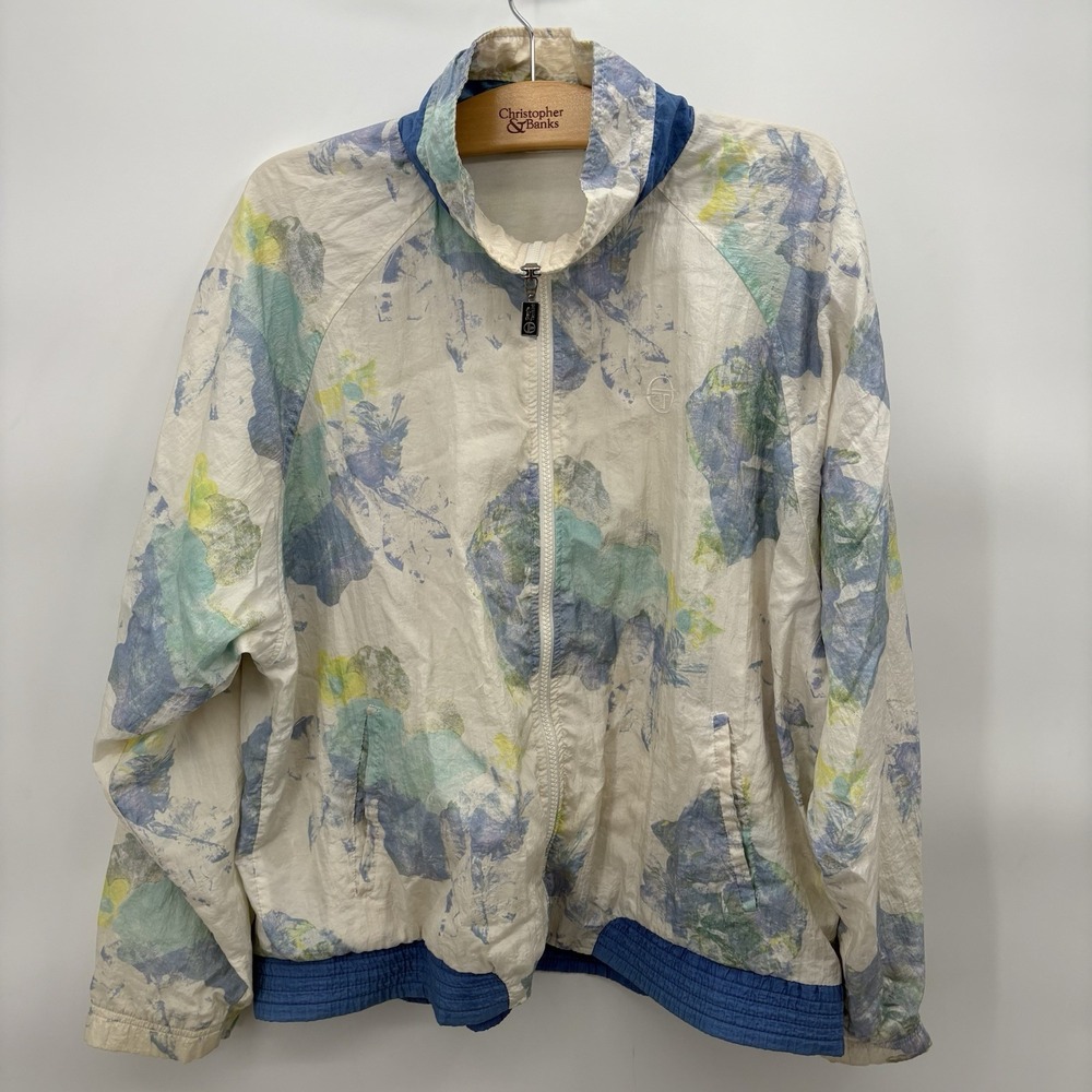 Sergio Tacchini Women's Full‎ Zip Vintage 90S Tracktop Jacket Size 44 Fits Loose